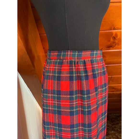 Vintage 70s Pendleton Red Plaid Royal Stewart Tartan Midi Skirt sz 12 - Picture 5 of 7
